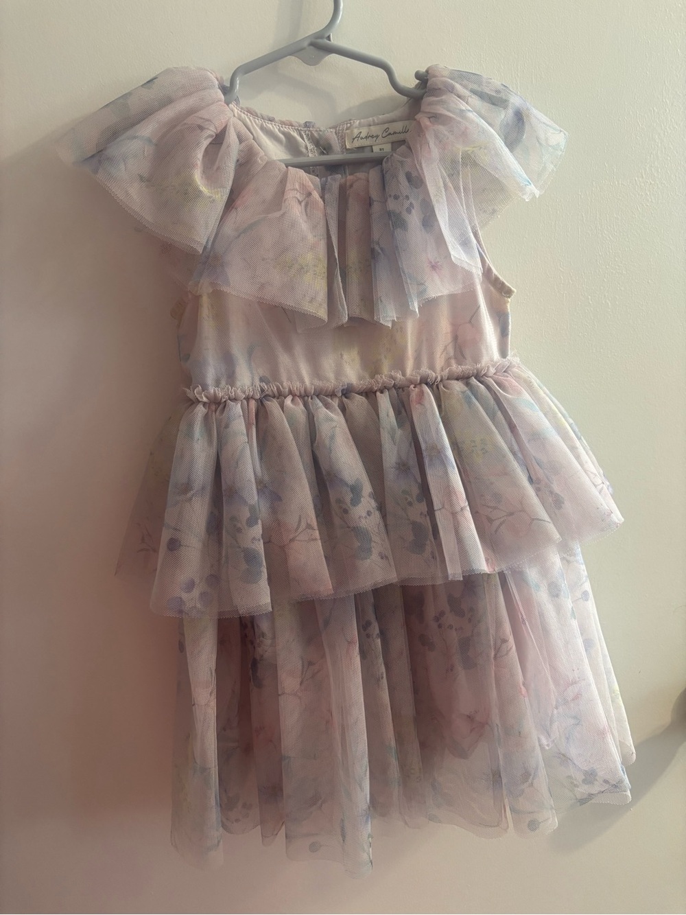Audrey Camille Toddler Girls' Floral Layered Tulle Dress 3Т